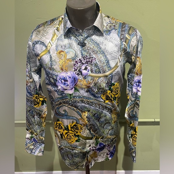 barabas Other - Barabas button front Men's Multicolor gold/lavender Patterned Shirt slim fit